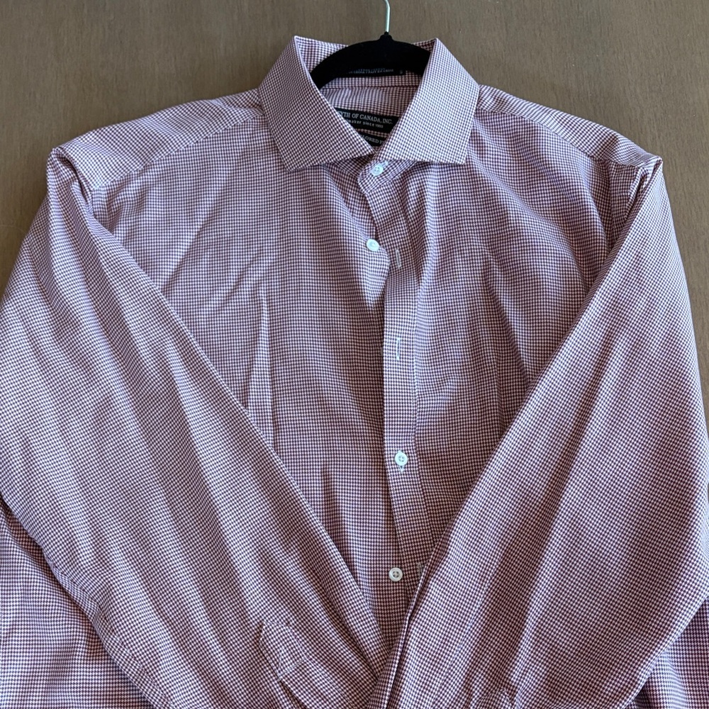 Men's Burgundy Houndstooth Dress Shirt
